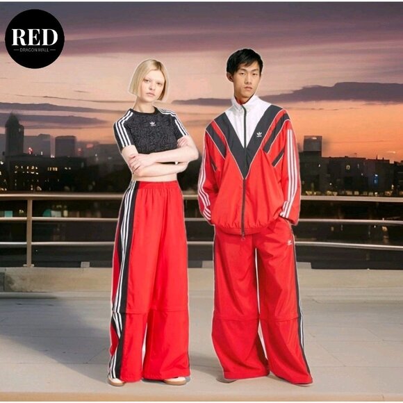 Adidas Rasant Cut Line Collegiate Red Track Pants JY4616 - Women's Size S - Picture 4 of 7